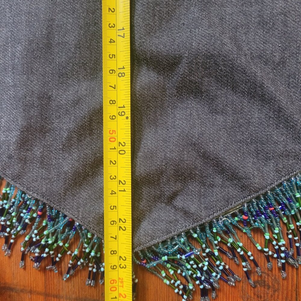 Beaded V-Hem Denim Skirt, Sz XS-S - Picture 7 of 13